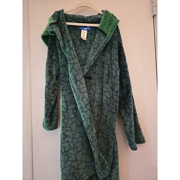 Dinosaur Monster Children's Kid Boy Hooded Towel Bathrobe Cotton M 8-10 Green - Picture 9 of 11